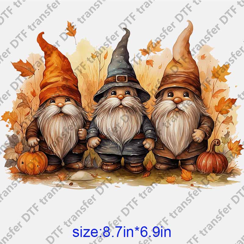 Thanksgiving Day Fall gnome pumpkin  DTF transfer NO.1106