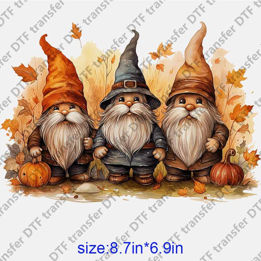 Thanksgiving Day Fall gnome pumpkin  DTF transfer NO.1106