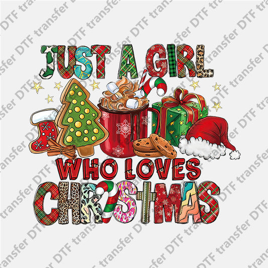 Christmas Loves Leopard Plaid Letters DTF transfers NO.874